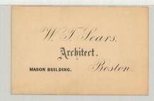 W. T. Sears - Architect - Mason Building, Perkins Collection 1850 to 1900 Advertising Cards